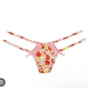 For Love and Lemons Painterly Thong Panty Pink Red Yellow XXS